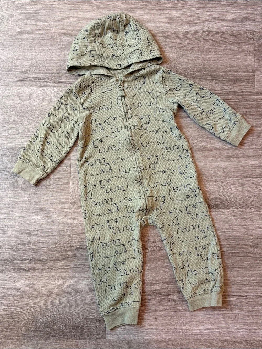 Carter's baby boys bear print zip up jumpsuit with hood